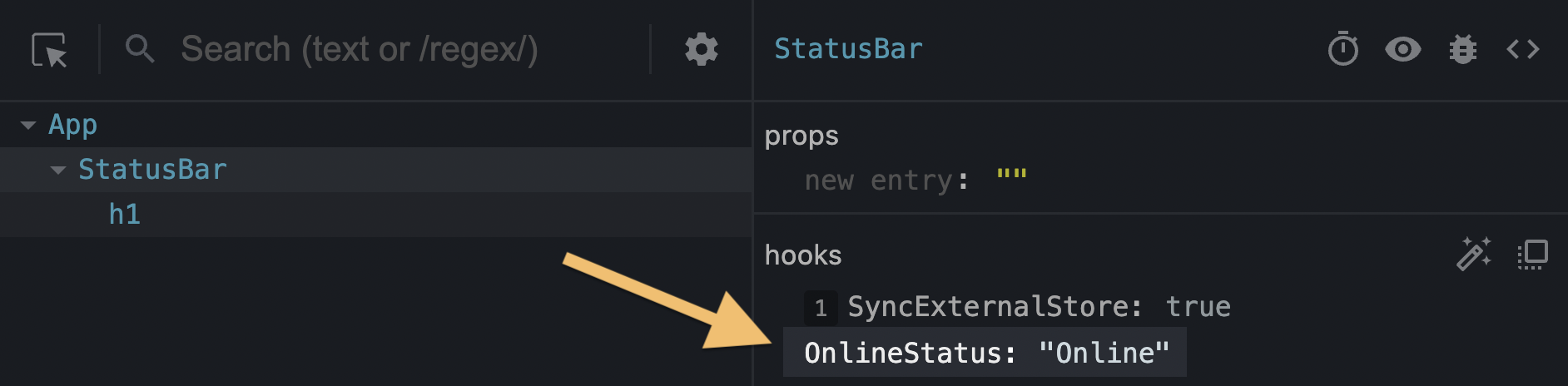 ๋๋ฒ๊ทธ ๊ฐ์ด ํ์๋ React DevTools์ ์คํฌ๋ฆฐ์ท